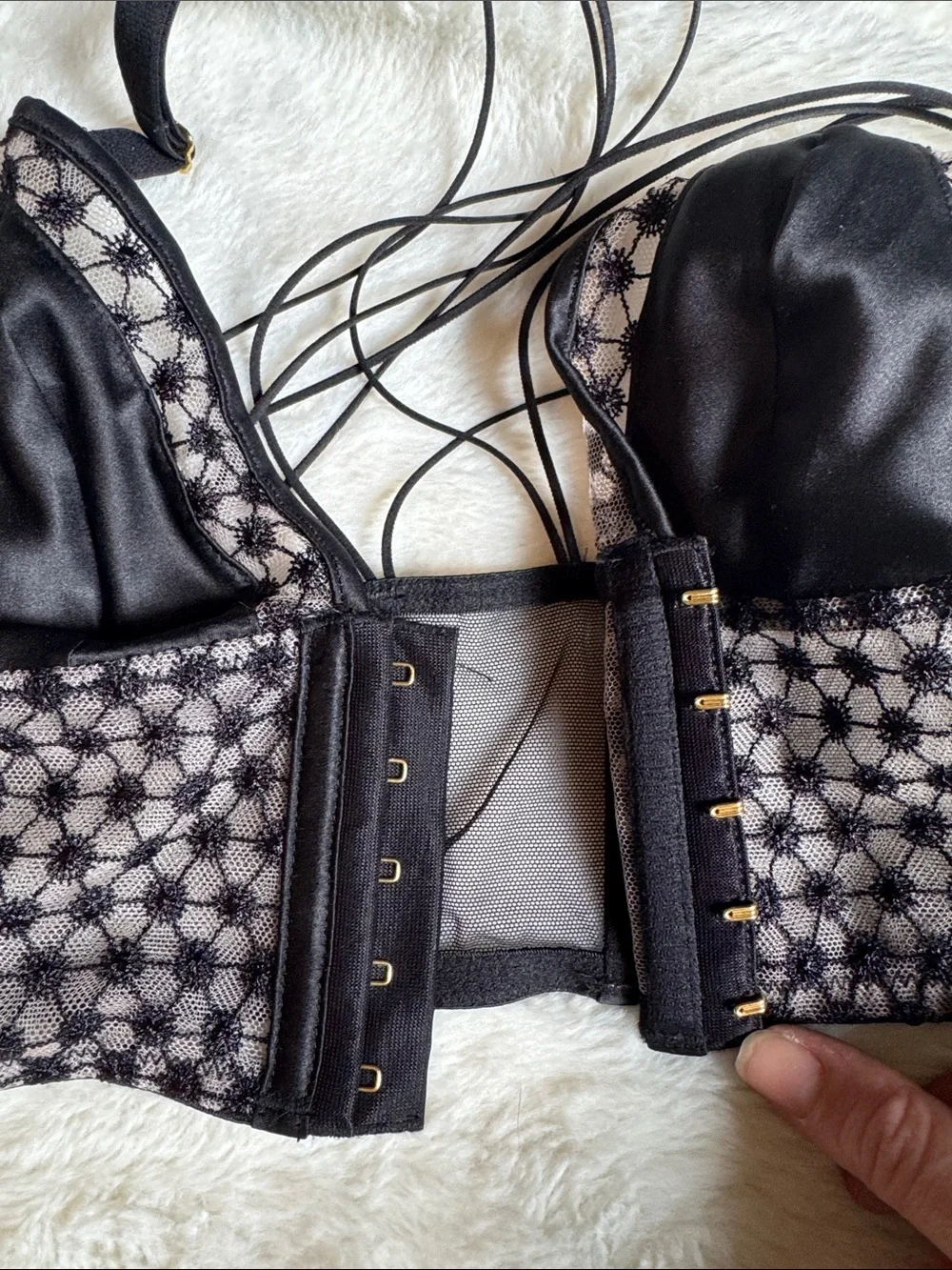Victoria's Secret Black Strappy Lace Longline Front Clasp Corset Bralette - Picture 4 of 5